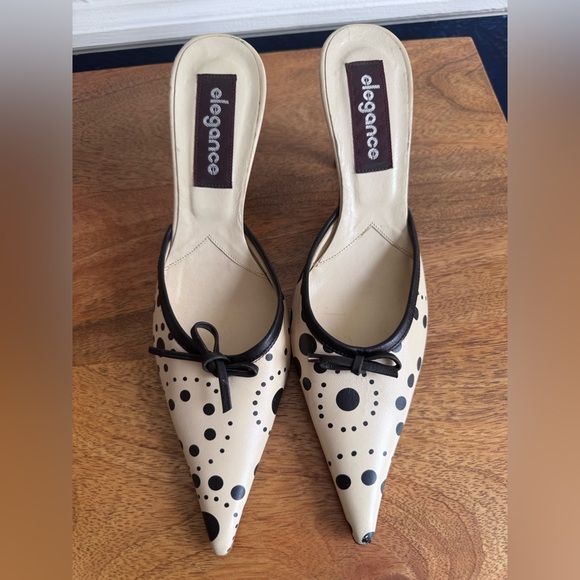 Vintage Polka Dot Pointed Mule Heels - Picture 1 of 4